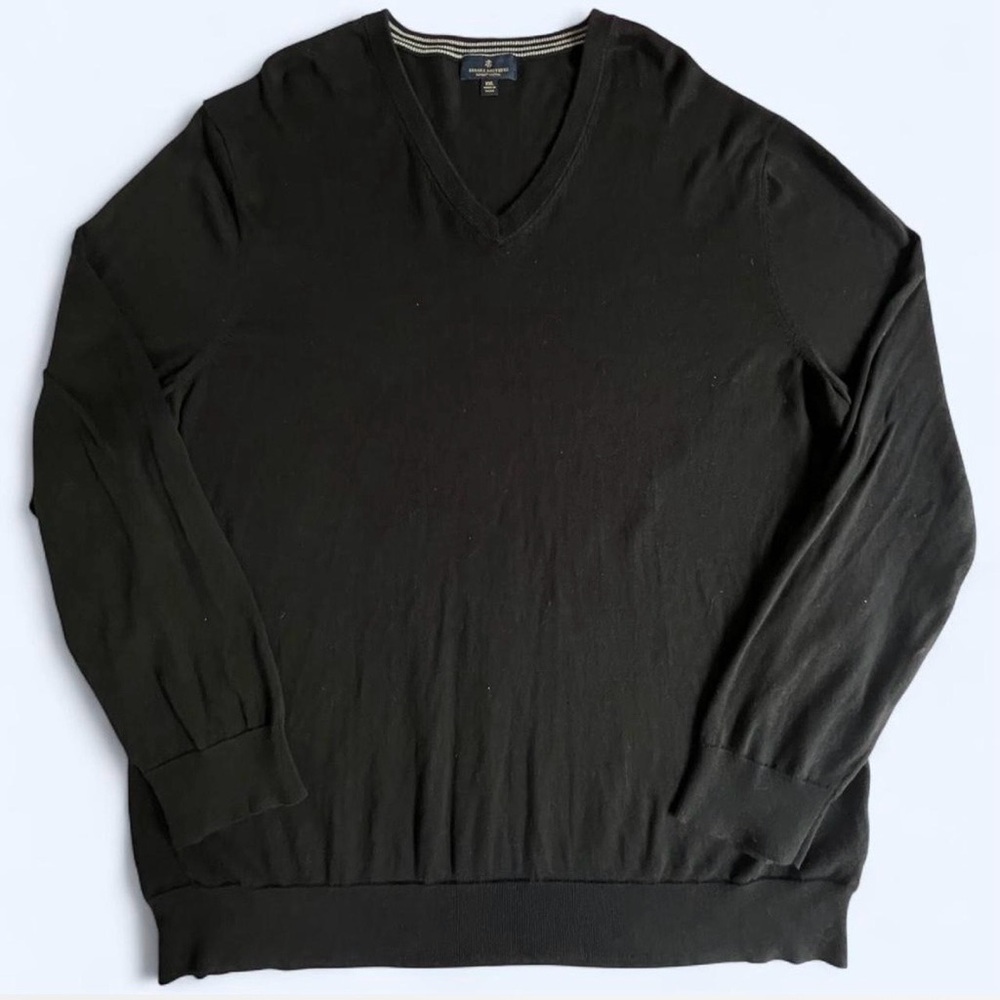 Brooks Brothers Classic Black V-Neck Sweater dadcore elegant winter XXL